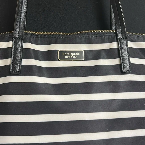 Kate Spade Hayden Sailing Stripe Top Zip Tote, 9"h x 11.5"w x 5"d, Nylon, EUC - Picture 2 of 10